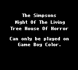 The Simpsons: Night of the Living Treehouse of Horror - Game Boy Error Message