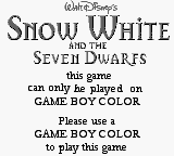 Snow White and the Seven Dwarfs - Game Boy Error Message