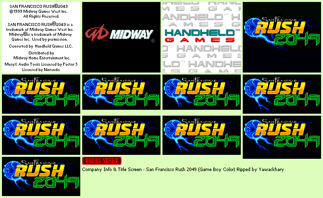 San Francisco Rush 2049 - Company Info & Title Screen