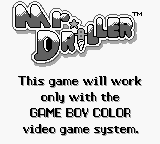 Mr. Driller - Game Boy Error Message