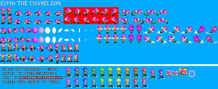 Sonic the Hedgehog Customs - Espio (Classic, Master System-Style)