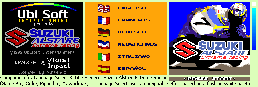 Suzuki Alstare Extreme Racing - Company Info, Language Select & Title Screen