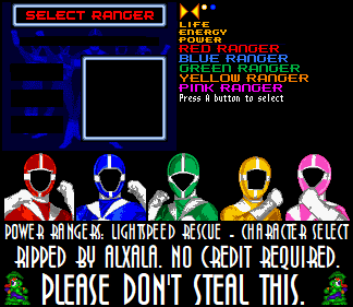 Power Rangers Lightspeed Rescue - Character Select