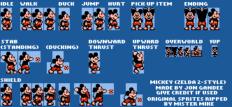 Mickey Mouse (Zelda 2-Style)
