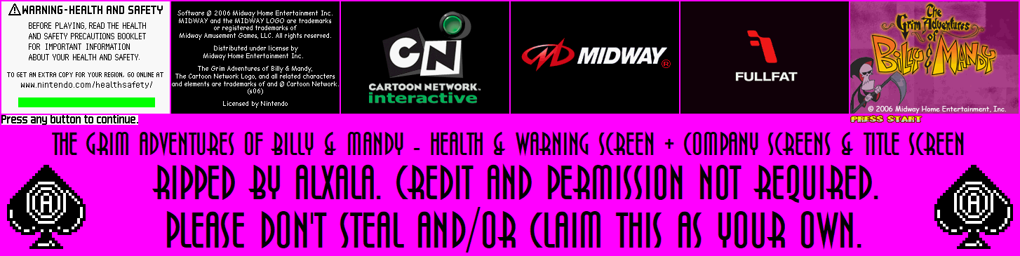 Grim Adventures of Billy & Mandy - Health & Warning Screen + Company Screens & Title Screen