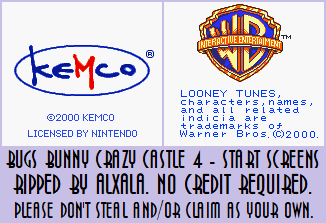 Bugs Bunny Crazy Castle 4 - Start Screens