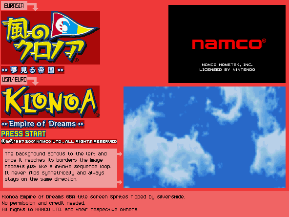 Klonoa: Empire of Dreams - Title Screen