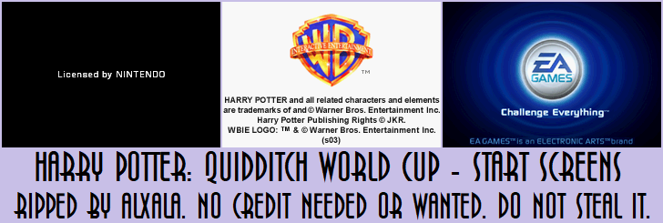 Harry Potter: Quidditch World Cup - Start Screens