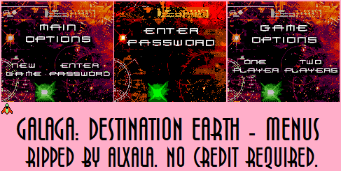 Galaga: Destination Earth - Menus