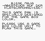 Maya The Bee: Garden Adventures (PAL) - Game Boy Error Message