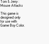 Tom and Jerry in Mouse Attacks! - Game Boy Error Message