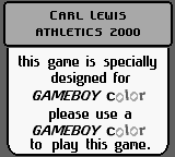 Carl Lewis Athletics 2000 - Game Boy Error Message