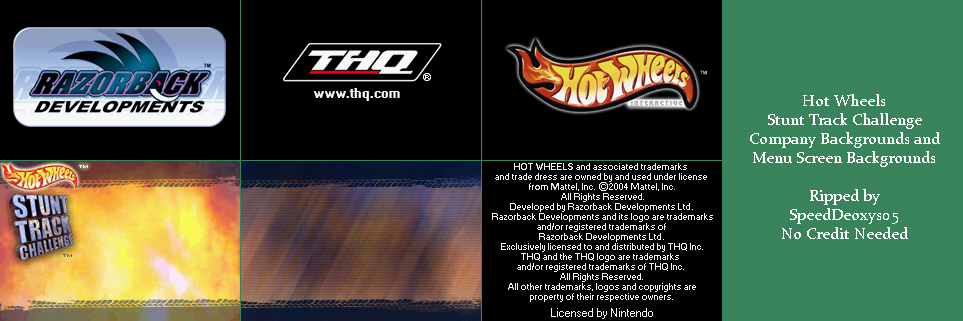 Hot Wheels: Stunt Track Challenge - Company Backgrounds & Menu Screen Backgrounds