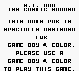 E.T. the Extra-Terrestrial and the Cosmic Garden - Game Boy Error Message