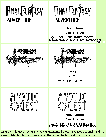 Final Fantasy Adventure / Seiken Densetsu - Title Screen