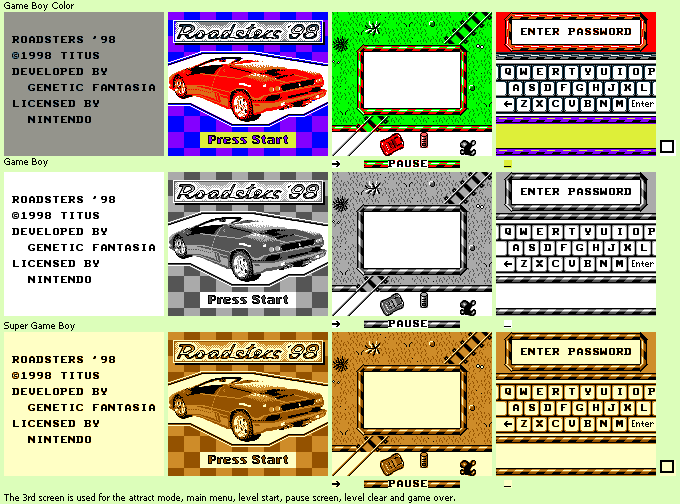 Roadsters '98 (Prototype) - Title Screen & Menus