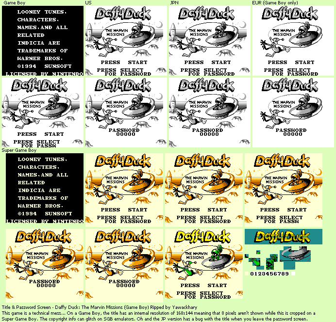 Daffy Duck: The Marvin Missions - Title & Password Screen