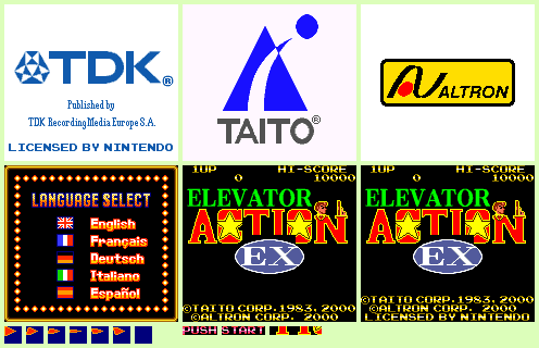 Elevator Action EX - Company Logos, Language Select & Title Screen