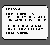 Spirou Robbedoes: The Robot Invasion - Game Boy Error Message