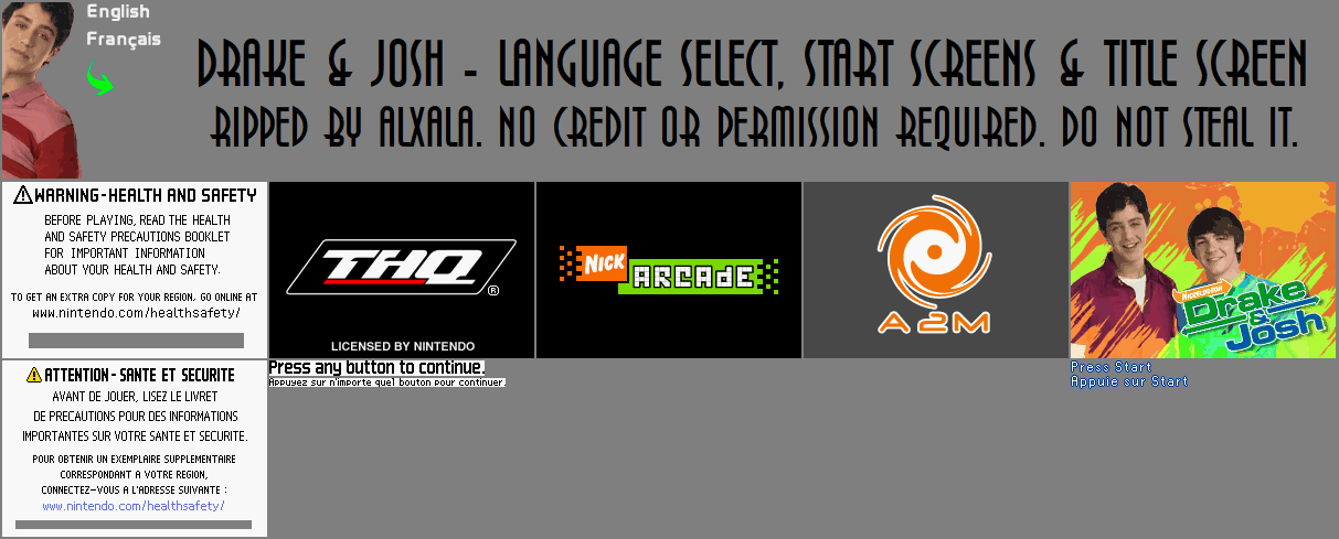 Language Select, Start Screens & Title Screen