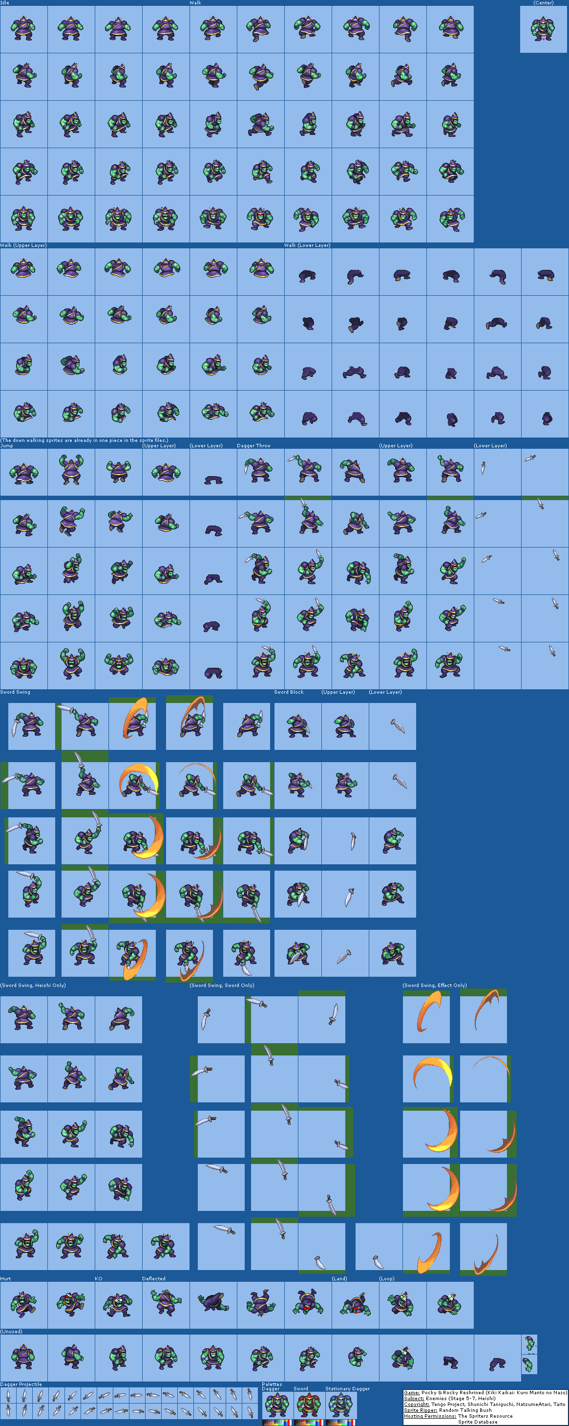 Pocky & Rocky Reshrined - Enemies (Stage 5-7, Heishi)