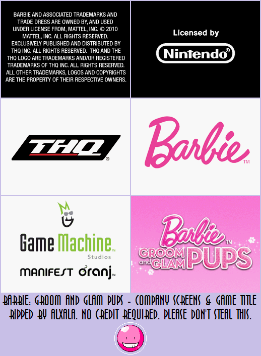 Barbie: Groom and Glam Pups - Company Screens & Game Title