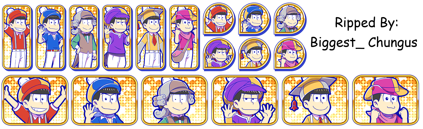 Osomatsu-san Hesokuri Wars: Battle of the NEETs - Set Icons (Akatsuka TV: Hexagon and Friends {The Sextuplet Brothers})