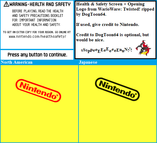 WarioWare: Twisted! - Health & Safety Screen + Opening Logo