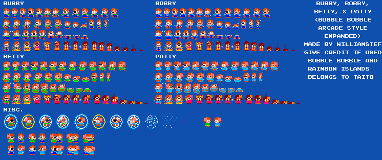 Rainbow Islands Customs - Bubby, Bobby, Betty, & Patty (Bubble Bobble Arcade-Style, Expanded)