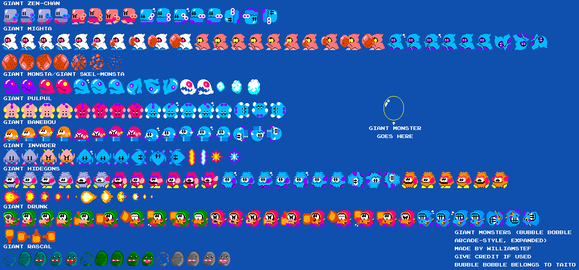 Bubble Bobble Customs - Giant Monsters (Bubble Bobble Arcade-Style, Expanded)