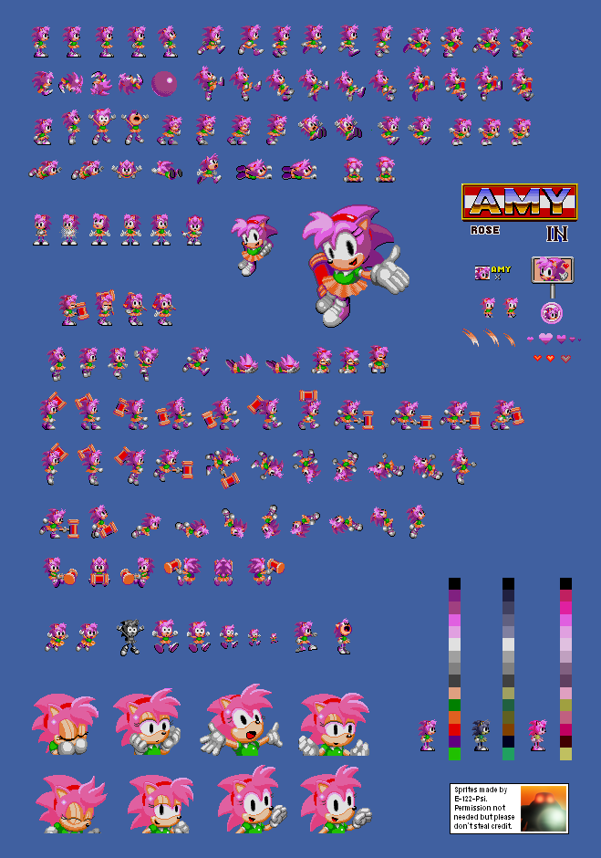 Sonic the Hedgehog Customs - Amy Rose (Classic, Sonic 1-Style)