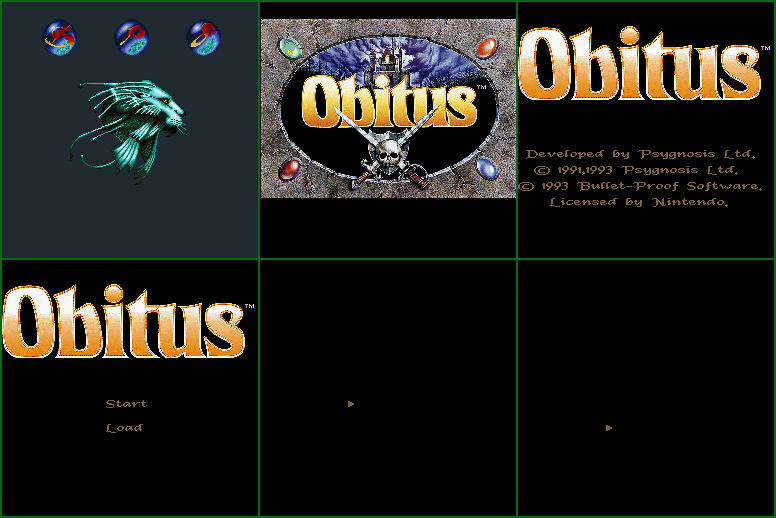 Obitus - Splash & Title Screens