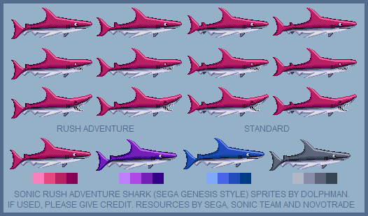 Sonic the Hedgehog Customs - Shark (Sonic Rush Adventure, Genesis-Style)