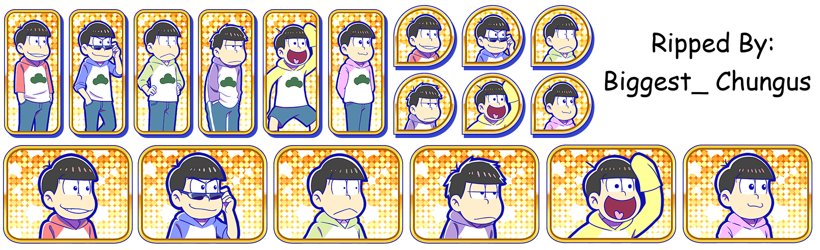 Osomatsu-san Hesokuri Wars: Battle of the NEETs - Set Icons (Raglan Hoodie 4☆)