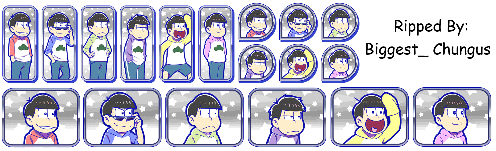 Osomatsu-san Hesokuri Wars: Battle of the NEETs - Set Icons (Raglan Hoodie)