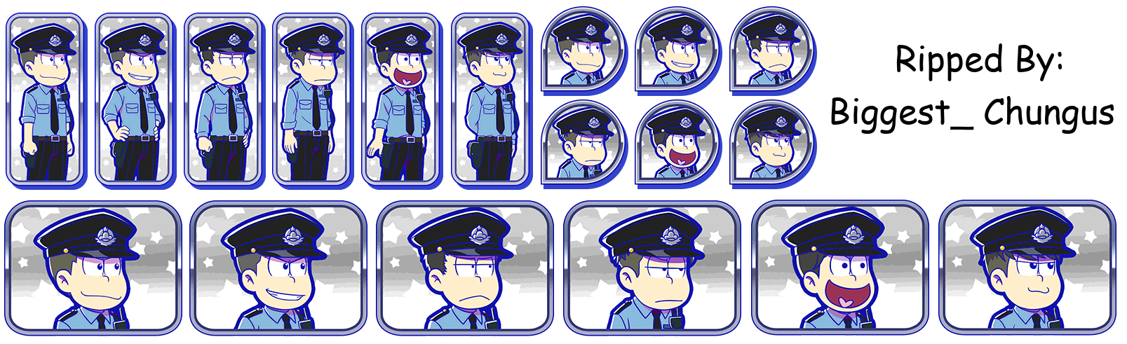 Osomatsu-san Hesokuri Wars: Battle of the NEETs - Set Icons (Matsu Noir: Akatsuka Police)