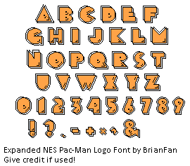 Pac-Man Logo Font (NES, Expanded)