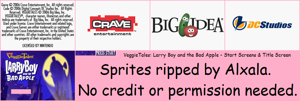 VeggieTales: Larry Boy and the Bad Apple - Start Screens & Title Screen