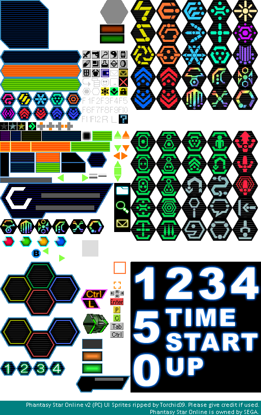Phantasy Star Online - User Interface Elements (V1 / V2)