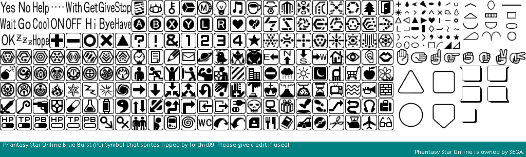 Phantasy Star Online - Symbol Chat Elements