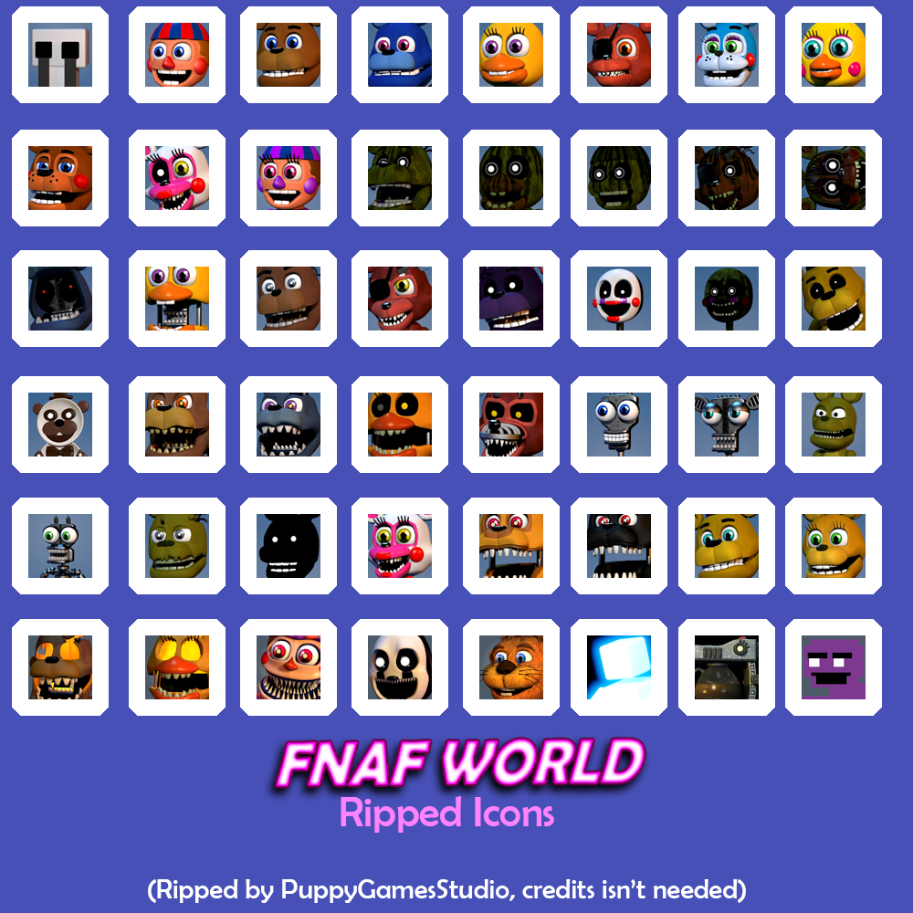 FNaF World - Party Selection Icons (Characters Only)