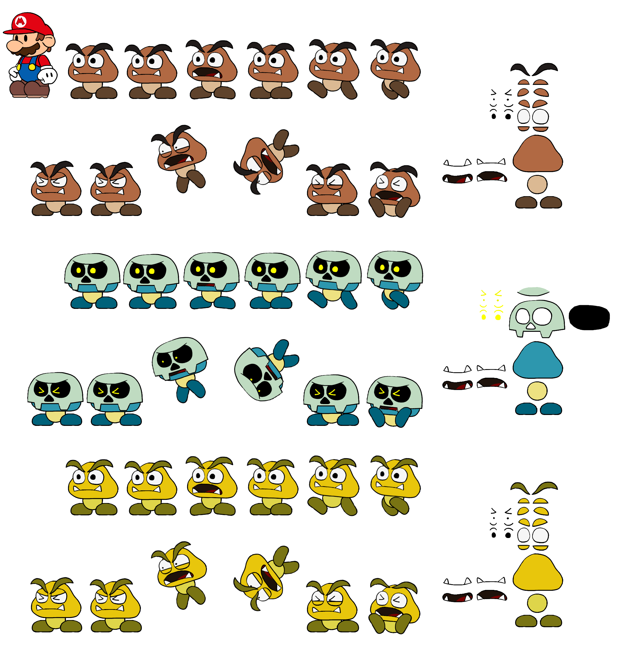 The Spriters Resource - Full Sheet View - Mario Customs - Goomba (Paper