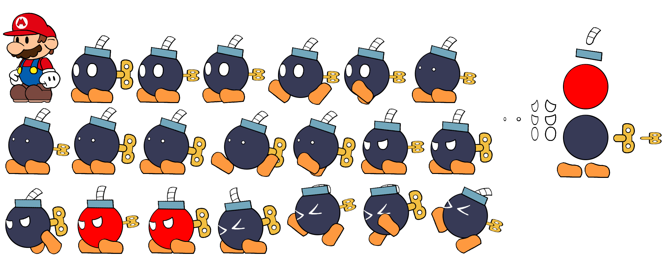 The Spriters Resource - Full Sheet View - Mario Customs - Bob-omb