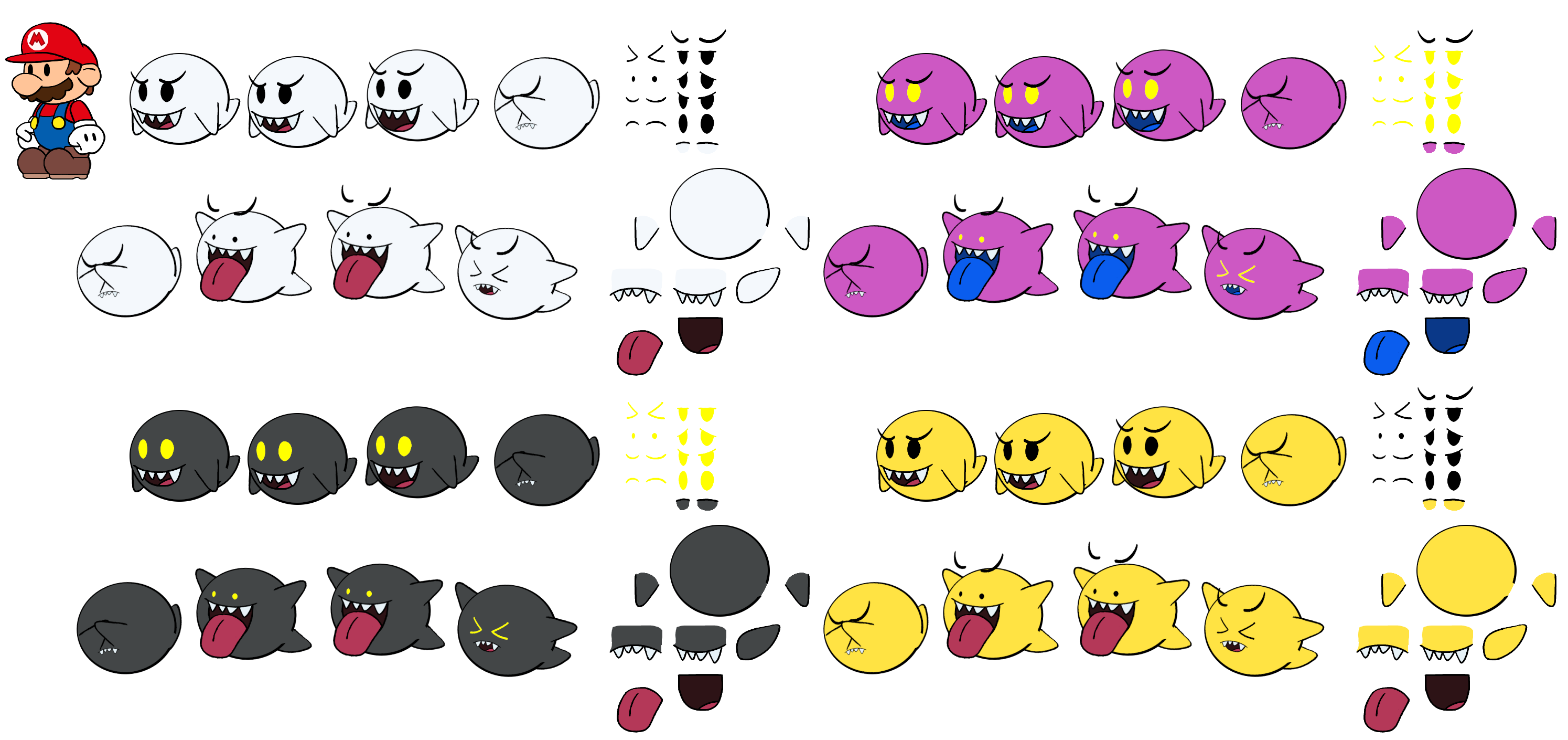 The Spriters Resource Full Sheet View Mario Customs Boo (Paper