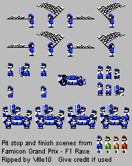 Famicom Grand Prix: F1 Race (JPN) - Pit Stop and Finish Scenes