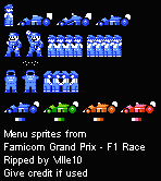 Famicom Grand Prix: F1 Race (JPN) - Menu Sprites