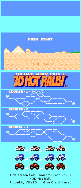 Famicom Grand Prix II: 3D Hot Rally (JPN) - Title Screen