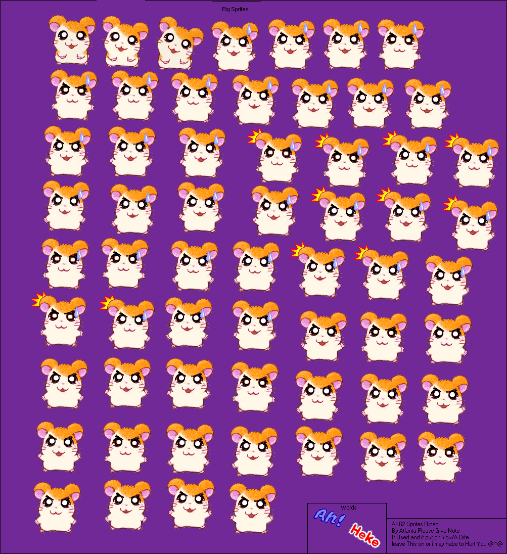 Hamtaro: Ham-Ham Heartbreak - Large Hamtaro Sprites