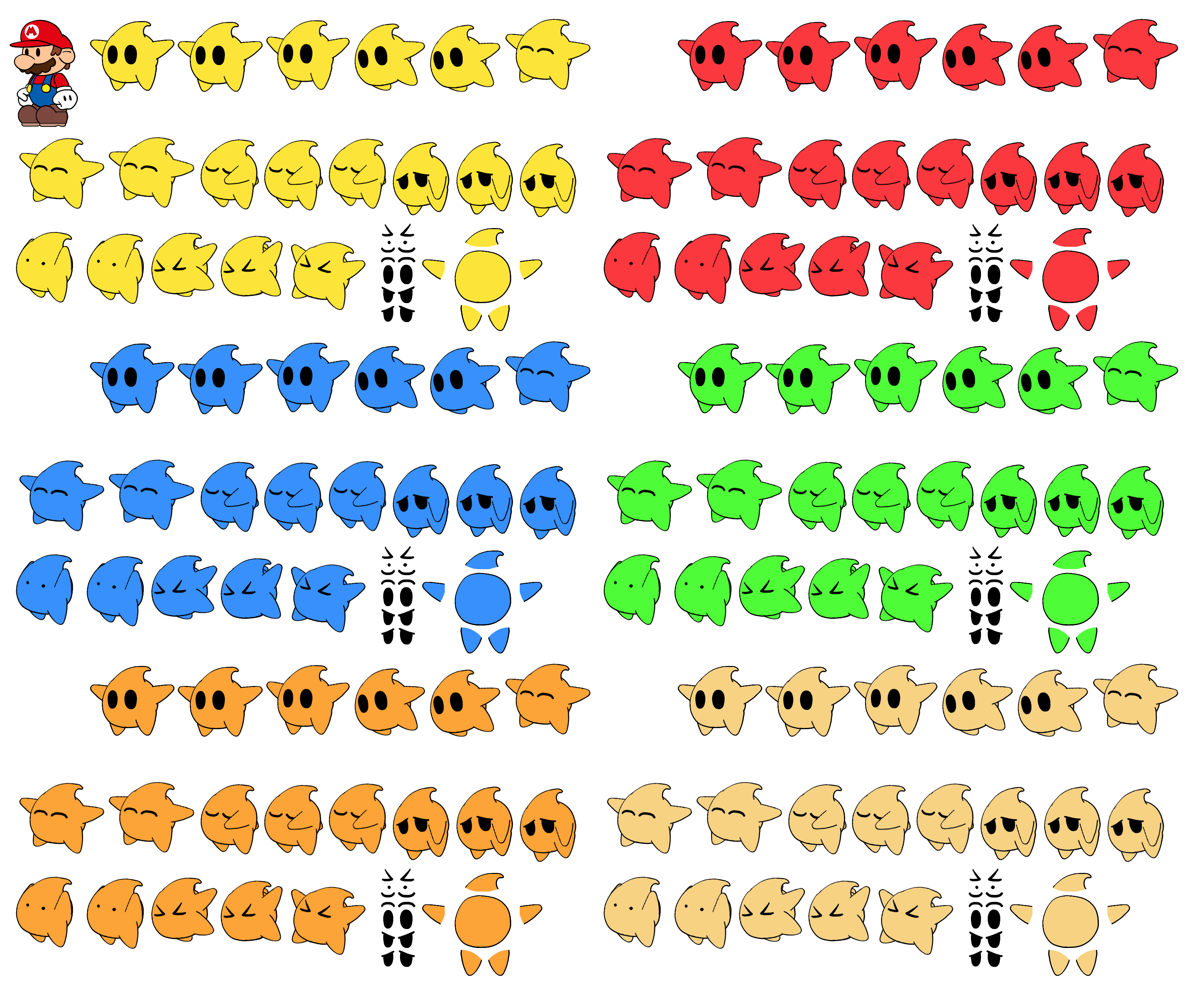 The Spriters Resource - Full Sheet View - Mario Customs - Lumas (Paper