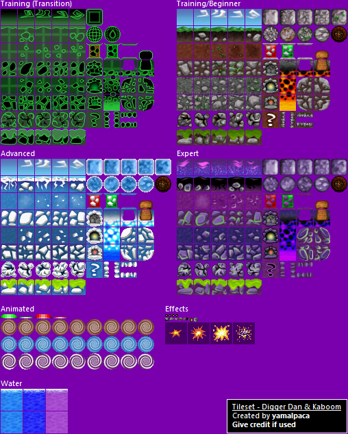 The Spriters Resource - Full Sheet View - Digger Dan & Kaboom - Tileset